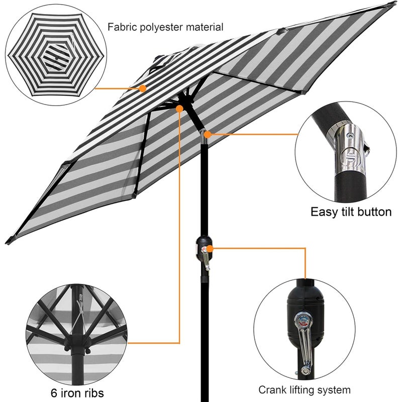 Blissun 7.5 ft Patio Umbrella, Yard Umbrella, Outdoor Market Umbrella with Push Button Tilt Crank (Black&White) - Image 2
